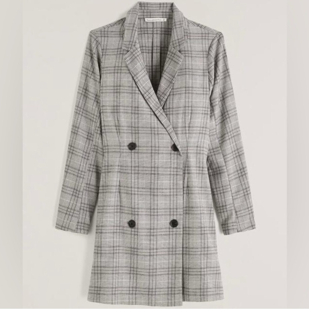 Abercrombie & Fitch Gray Plaid Long Sleeve Dress